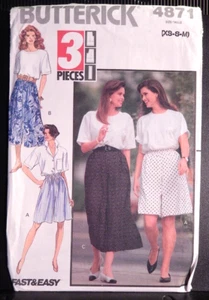 Butterick 4871 Misses' Pantalones Cortos y Culottes Patrón Talla 6-14 Sin Cortar - Imagen 1 de 2