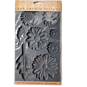 IOD Mould HE LOVES ME Iron Orchid Designs Silicon Resin Air Dry Clay - Bild 1 von 6