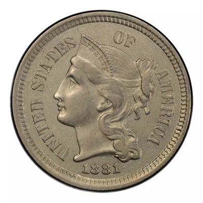1881 Three Cent Nickel PCGS AU-53 CAC - Image 1 of 4