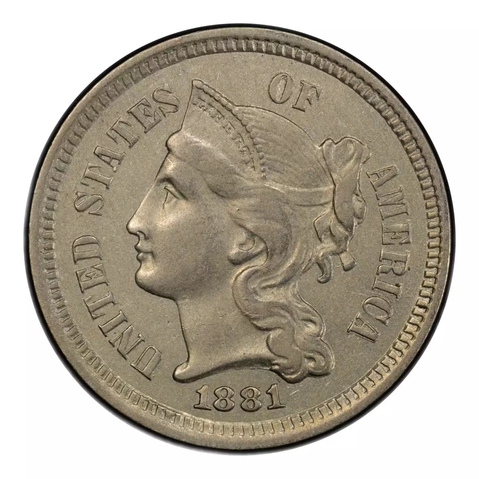 1881 Three Cent Nickel PCGS AU-53 CAC - Image 1 of 4