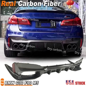 Real Carbon Fiber Rear Bumper Diffuser Lip Splitters For BMW M5 F90 G30 18-2022 - Picture 1 of 14