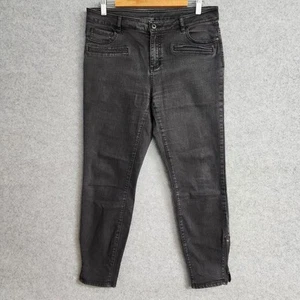 Witchery Women's Pants Size 14 Black Tapered Leg Zipper - Picture 1 of 9