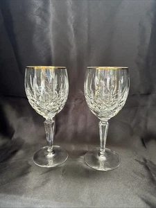 2er Set Gorham Kristall Lady Anne Weingläser Goldrand 7" - Bild 1 von 7