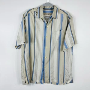 Tommy Bahama Größe Medium Seidenmischung gestreiftes kurzärmliges geknöpftes Hemd hellbraun - Bild 1 von 4