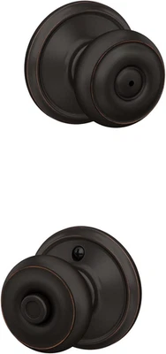 Perilla de puerta georgiana F40 GEO 716, cerradura de privacidad para cama y baño, bronce envejecido Foto 1 de 4