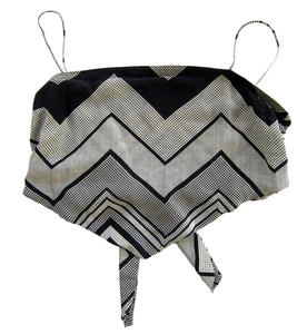 AMANDA UPRICHARD Crop-Tanktop 100 % Seide schwarz grau Spaghettiträger hinten zum Binden L - Bild 1 von 3