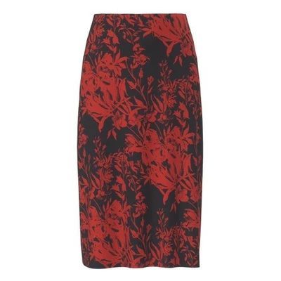 Falda Midi LuLaRoe Otoño Satinado - Negra Con Estampado Floral Rojo - 2XL Foto 1 de 4