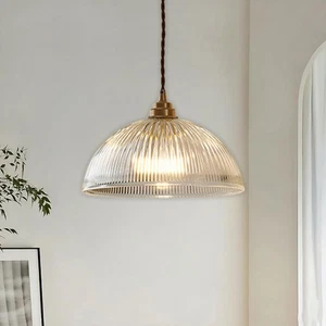 Retro Textured Glass Shade Mini Chandelier Gold Socket Ceiling Hanging Lighting - Picture 1 of 12