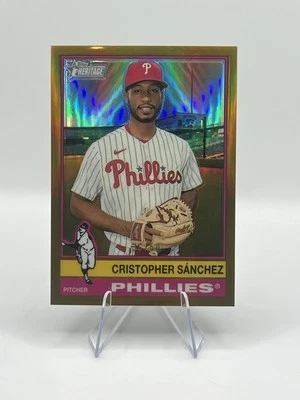 2025 Topps Heritage Cristopher Sanchez #407 Gold /50 Phillies - Image 1 of 2