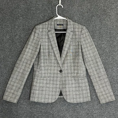 Blazer Tommy Hilfiger para mujer a cuadros ajustado con un botón tonos grises - talla 8 Foto 1 de 4