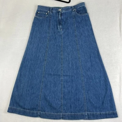 Ralph Lauren Maxi Skirt Womens 12 Denim A Line Medium Wash Front Pockets Western - Image 1 of 4