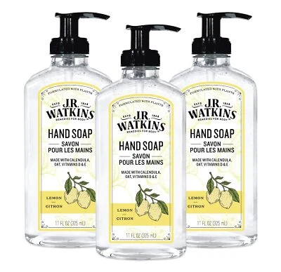 	Sabonete líquido para as mãos J.R. Watkins com dispensador limão sem crueldade 11 fl oz pacote com 3	 - Imagem 1 de 4