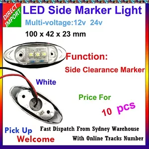 10pcs 12v LED Side Marker Light for Truck Trailer 100 x 42 x 23 mm White - Picture 1 of 5