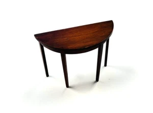 Dollhouse Miniature Hall Table Sofa Demi Lune Furniture 1:12 Dark Wood - Picture 1 of 8