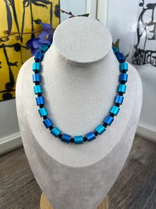 Damen Halskette Armband eloxierten Aluminium Walzen Herren Karabinerverschluss - Picture 1 of 4