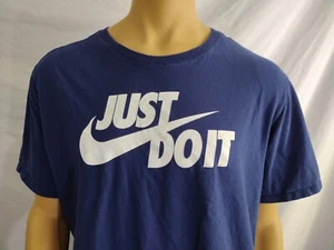 THE NIKE TEE "Just Do It" T Shirt SS Cotton Navy Blue w/ White Graphic Mens XXL - Picture 1 of 8
