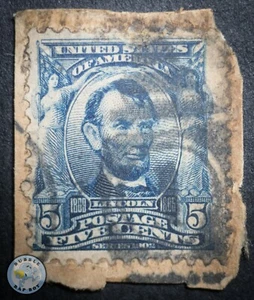 AMERICAN ANTIQUE STAMP 1903 ABRAHAM LINCOLN 5 CENTS US STAMP USED - Picture 1 of 5