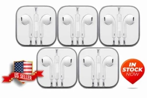 5 USED OEM Apple iPhone/iPod Ear Pods Wired 3.5mm Headphone Jack & Mic MNHF2AM/A - Picture 1 of 8