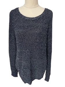 Jersey Sass Au14 Azul Marino Plata Lurex Manga Larga Espalda Abierta Característica - Imagen 1 de 9