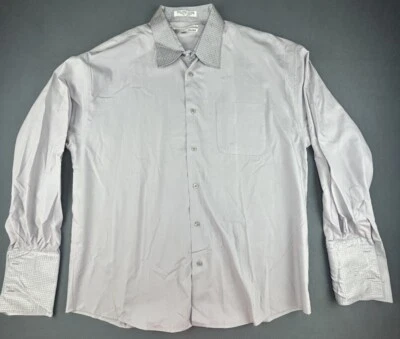 Camisa De Colección Alberto Celini Para Hombre Grande 16-16.5. Puño francés blanco metálico años 80 D Foto 1 de 4