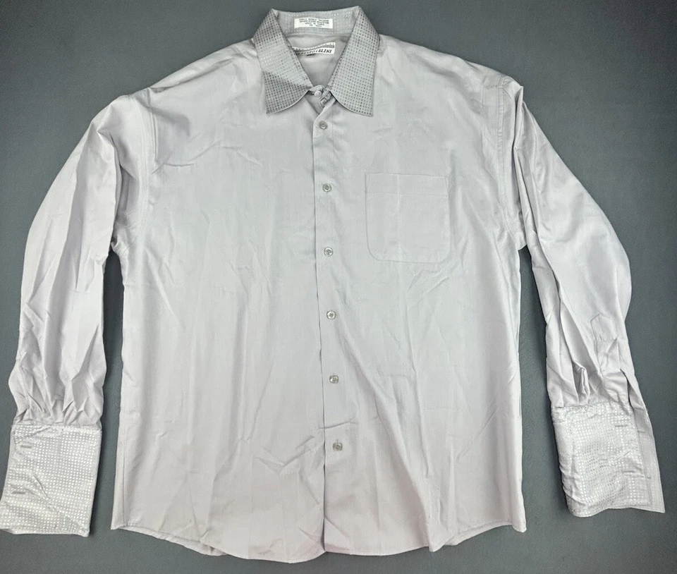 Vtg Alberto Celini Shirt Mens Large 16-16.5. White  Metallic French Cuff 80s D - Image 1 of 4