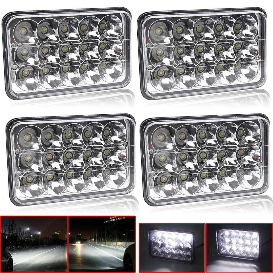 4PCS 4x6 LED Headlights High/ Low Beam For 1976-1986 Buick LeSabre - Image 1 of 4