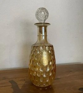 Vintage Marigold Lustre Carnival Glass Honeycomb Decanter with Stopper - Picture 1 of 1