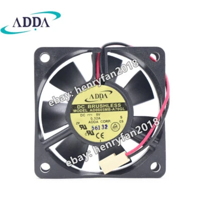 ADDA AD0605MB-A70GL 60*60*25mm DC 5V 0.32A 2-wire For USB / Chassis Cooling Fan - Image 1 of 4