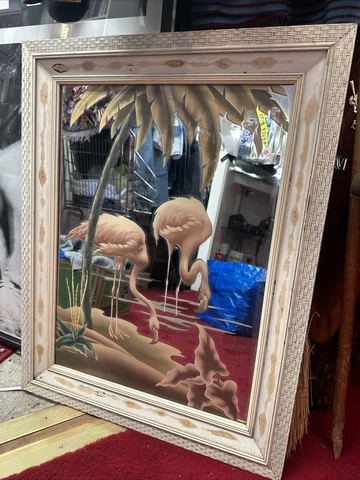 Vintage Turner Flamingo and palm tree Mirror 21x27 Cover