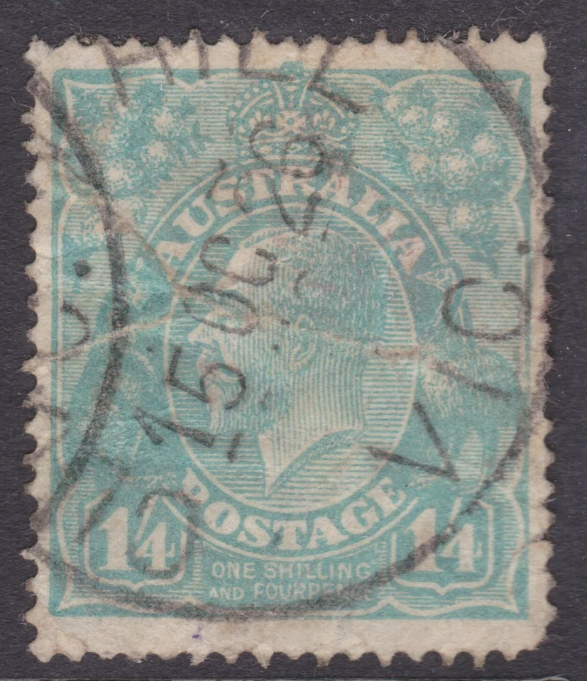 KGV 1'4 绿松石澳大利亚单张 WMK 1926 CDS Spacefiller 旧??HILL Ref: TQ79 — 第 1/1 张图片