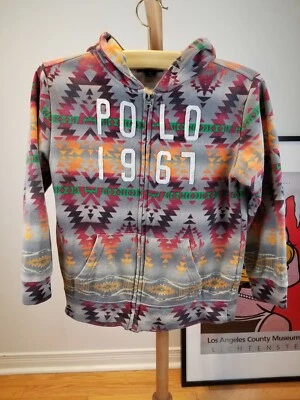DE COLECCIÓN RALPH LAUREN POLO NAVAJO PATRÓN AZTECA SUDADERA CON CAPUCHA TALLA JUVENIL MEDIANA 10-12 Foto 1 de 4