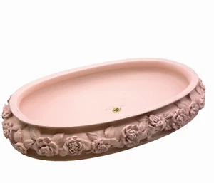 Kommode Tablett Rosen rosa Keramik Country Living Shabby Chic geschnitzt oval Geschenk - Bild 1 von 11