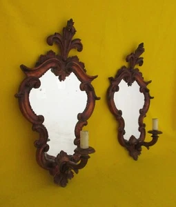 ✅ ANTICA COPPIA SPECCHIERE/APPLIQUE BAROCCO PRIMI 900 INTAGLIATE - 4310 - Bild 1 von 9