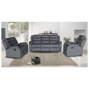 Sofagarnitur mit Relaxfunktion Kirwall Anthrazit Couch Zweisitzer Sessel mit - Bild 1 von 10