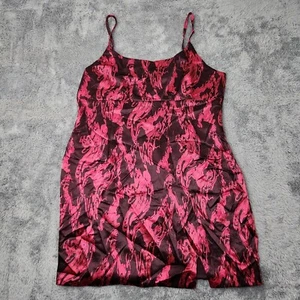 Wild Fable Slip Dress Womens XXL Pink & Burgundy Abstract Satin Spaghetti Straps - Picture 1 of 15