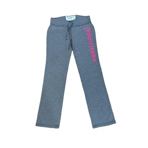 Abercrombie Kids Girls Everyday Sweatpants Size S Gray Big Logo Elastic Waist - Picture 1 of 9