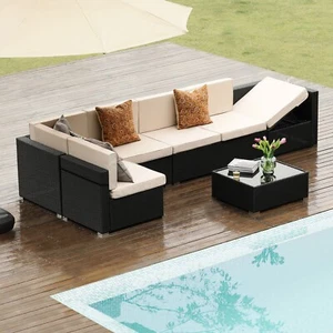 7 Pieces Outdoor Sectional Furniture, Wicker Patio sectional Furniture Sets, All - Picture 1 of 7