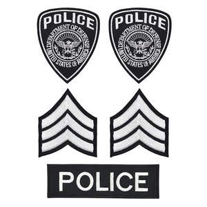 BP-Set-104 # Police Sergeant Abzeichen 5er Set Aufnäher Bügelbild Patch Kostüm - Bild 1 von 10