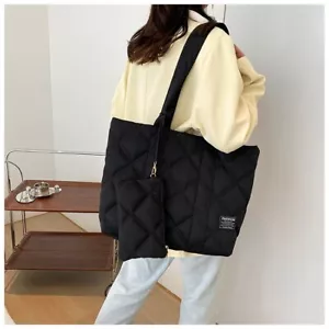 Canvas Puffer Tote Bag Women Puffer Tote Bag Quilted Puffy Handbag Shoulder Bag - Picture 1 of 4