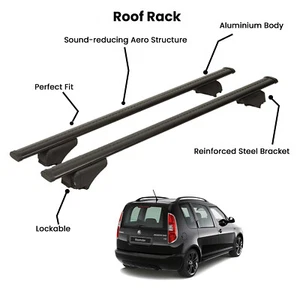2 Pcs Black Cross Bars for SKODA ROOMSTER MPV 2007-2015 - Picture 1 of 9