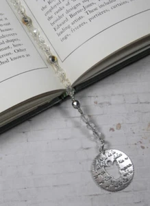 Guardian Angel Beaded Thong Bookmark Czech Glass Handmade Clear Silver New - Picture 1 of 4