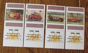 EARLY FIRE TRUCKS COMPLETE SET OF 4 MATCHBOX COVERS FROM CZECH REPUBLIC -E20 - Picture 1 of 1