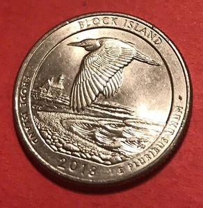 2018 P Block Island State Quarter Reverse Die Chip on birds feather Error Coin - Picture 1 of 5