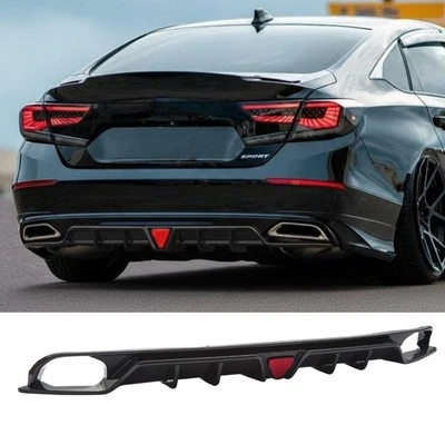Rear Bumper Diffuser for 2018-2022 Accord LX EX Sport Touring W/LED ABS - Image 1 of 4