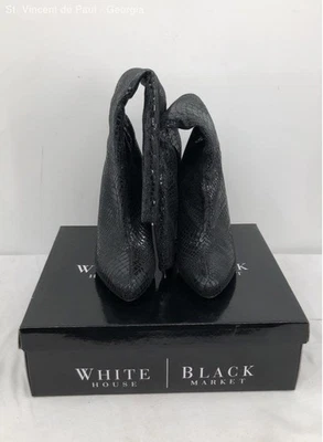 White House Black Market Black Lizard Skin Vegan Leather Stiletto Boot Women 7.5 - Image 1 of 4