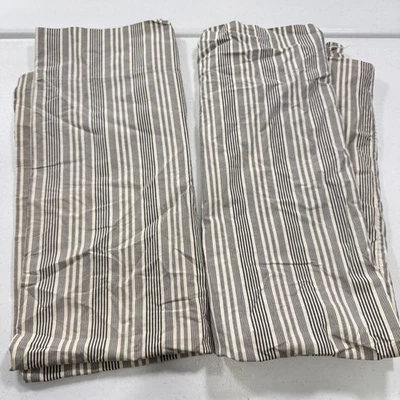 vintage ralph lauren pillowcase pair king gray stripe cotton y2k 90s 80s usa - Image 1 of 4