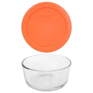 Pyrex (1) 7200 2 Cup Glass Bowl & (1) 7200-PC Orange Lid - Picture 1 of 5