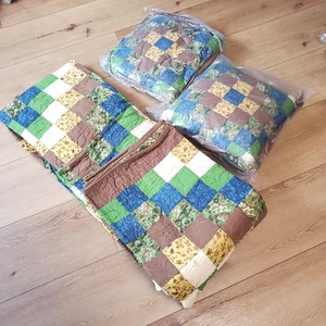 King Size Quilt Set 2 Pillows Patchwork Smoky Mountain River Cotton Cabin Lodge - Picture 1 of 20