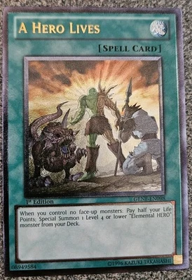 Yugioh A Hero Lives GENF-EN098 Ultimate Rare 1st Ed NM - Image 1 of 2