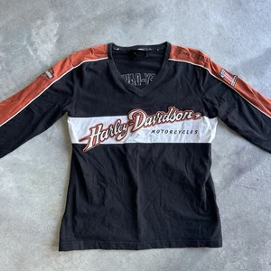 Camiseta negra vintage Y2K Harley Davidson con logotipo de motociclista manga larga para mujer L - Imagen 1 de 8